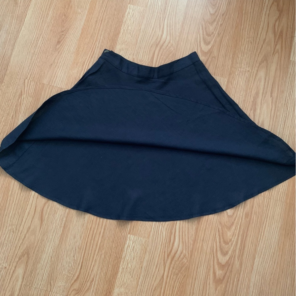 Poleci Navy Blue Linen A-line Button-up Skirt Size 28 - Picture 6 of 7